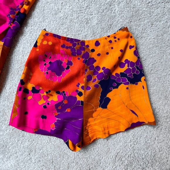 1960s Krist Vibrant Floral Print Dress/Tunic Set, Bold Psychedelic, XS/S - Picture 10 of 16